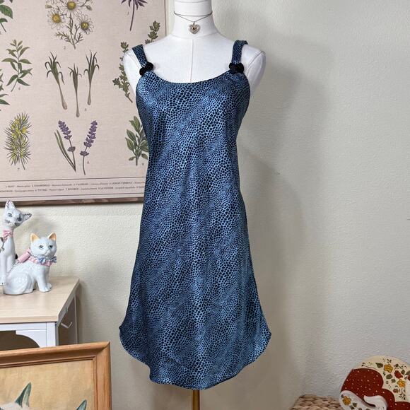 Vintage 90s Y2k Animal Print Satin Mini Slip Dress Bratz Trashy Party Bimbo L - Picture 1 of 5